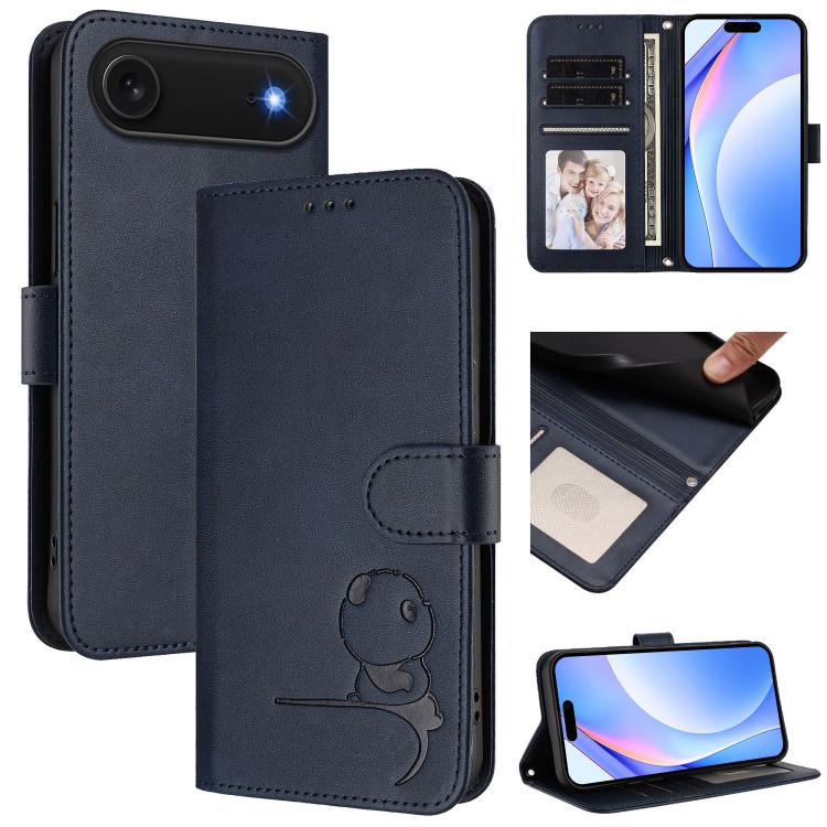 Capa para telemóvel Litter Panda em pele com relevo e RFID, com cordão, para iPhone 17e / 16e, para iPhone 17 Pro Max, para iPhone 17 Pro, para iPhone 17, para iPhone Air, para iPhone 16 Pro Max, para iPhone 16 Pro, para iPhone 16 Plus