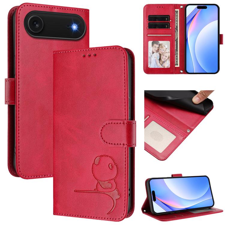 Capa para telemóvel Litter Panda em pele com relevo e RFID, com cordão, para iPhone 17e / 16e, para iPhone 17 Pro Max, para iPhone 17 Pro, para iPhone 17, para iPhone Air, para iPhone 16 Pro Max, para iPhone 16 Pro, para iPhone 16 Plus