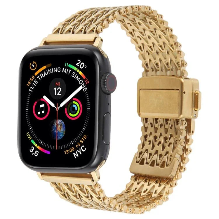 Correia de Relógio Metálica em Malha de Aço com Fecho Magnético de Pressão, Para Apple Watch 46mm / 49mm / 45mm / 44mm, Para Apple Watch 42mm / 41mm / 40mm / 38mm