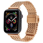 Correia de Relógio Metálica em Malha de Aço com Fecho Magnético de Pressão, Para Apple Watch 46mm / 49mm / 45mm / 44mm, Para Apple Watch 42mm / 41mm / 40mm / 38mm