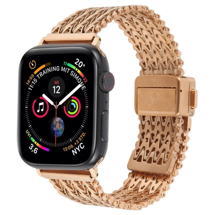 Correia de Relógio Metálica em Malha de Aço com Fecho Magnético de Pressão, Para Apple Watch 46mm / 49mm / 45mm / 44mm, Para Apple Watch 42mm / 41mm / 40mm / 38mm