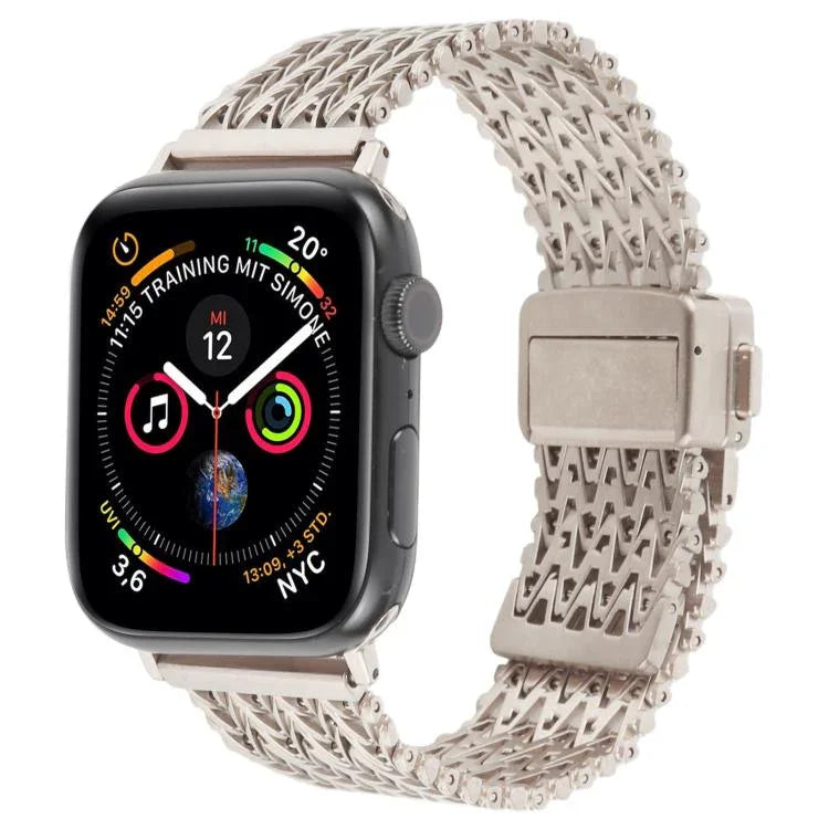 Correia de Relógio Metálica em Malha de Aço com Fecho Magnético de Pressão, Para Apple Watch 46mm / 49mm / 45mm / 44mm, Para Apple Watch 42mm / 41mm / 40mm / 38mm