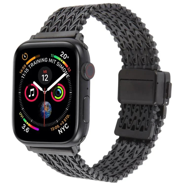 Correia de Relógio Metálica em Malha de Aço com Fecho Magnético de Pressão, Para Apple Watch 46mm / 49mm / 45mm / 44mm, Para Apple Watch 42mm / 41mm / 40mm / 38mm
