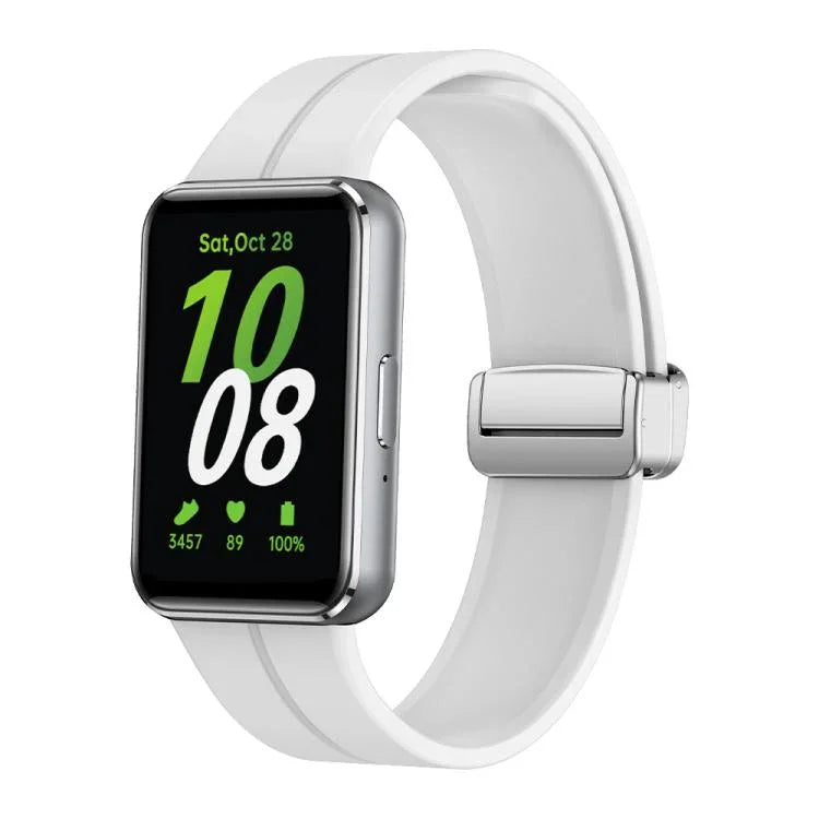 Correia de Relógio em Silicone com Fivela Prateada Magnética Dobrável, Para Samsung Galaxy Fit 3