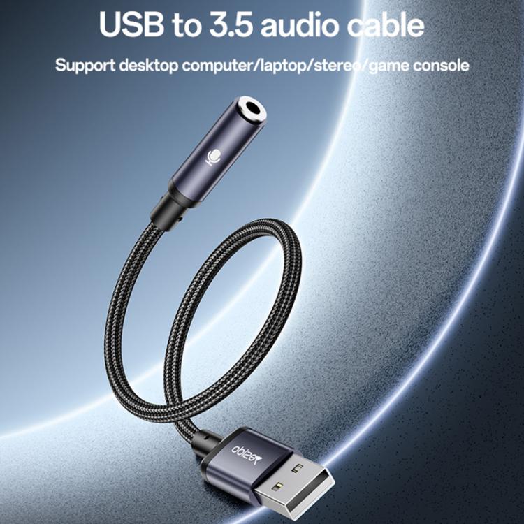 Adaptador de Áudio USB para 3,5mm em Liga de Alumínio Yesido YAU46, YAU46
