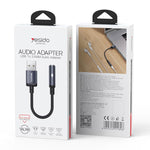 Adaptador de Áudio USB para 3,5mm em Liga de Alumínio Yesido YAU46, YAU46