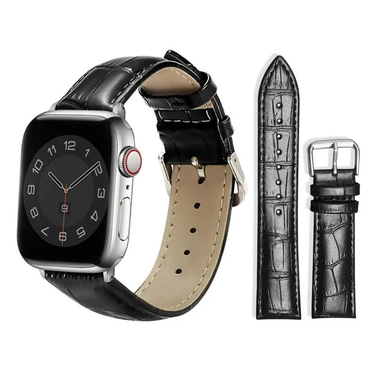 Correia de Relógio em Pele com Textura de Bambu e Fivela de Pino xDfind, Para Apple Watch 42 / 44 / 45 / 46 / 49mm, Para Apple Watch 38 / 40 / 41 / S10 42mm
