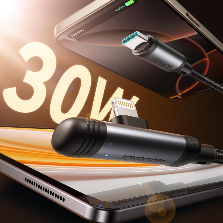 JOYROOM S-A56 Série EnjoyX Cabo de Dados de Carregamento Rápido 30W Type-C para 8 Pinos 90 Graus, Type-C para 8 Pinos