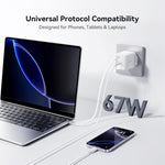 Carregador Rápido GaN 67W USB-C / Type-C JOYROOM JR-TCL06 com Cabo Retrátil, Ficha UK