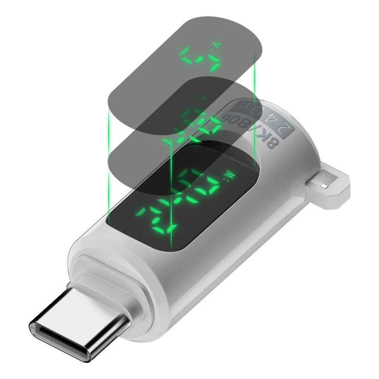 Adaptador Tipo-C para Tipo-C 240W com ecrã digital e interruptor