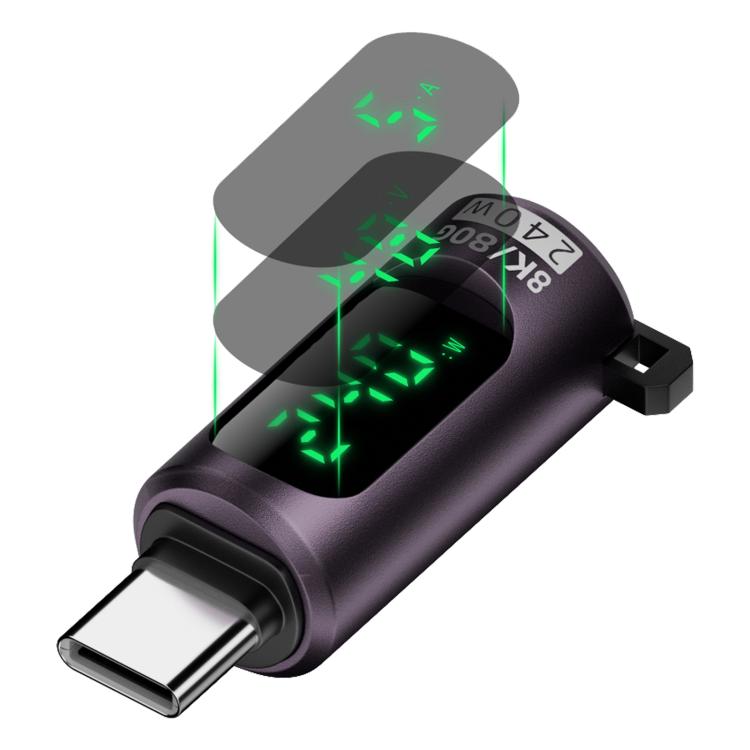 Adaptador Tipo-C para Tipo-C 240W com ecrã digital e interruptor