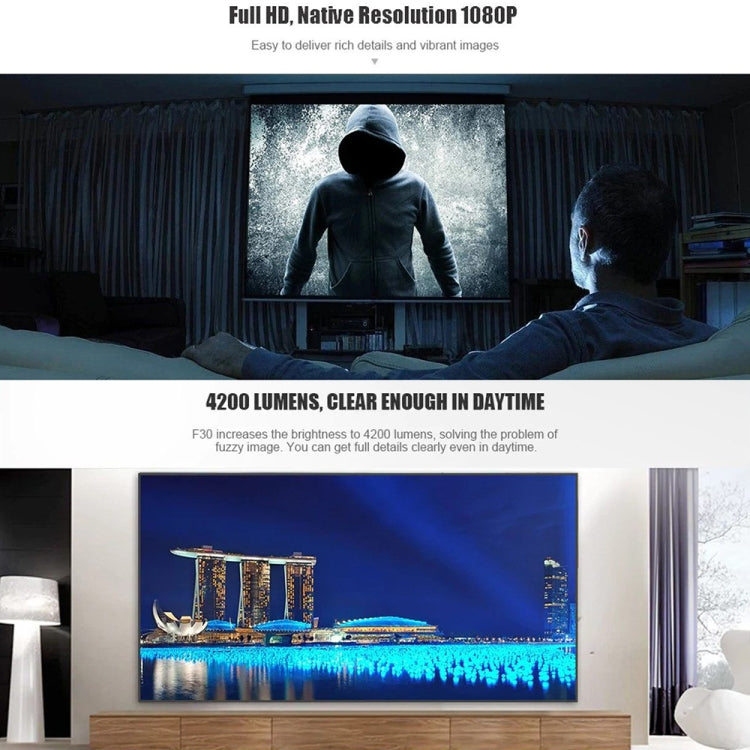 Projetor Inteligente Sem Fios Portátil VIVIBRIGHT F30UP 1920x1080 4200 Lumens Home Theater, Versão Android, Versão Android