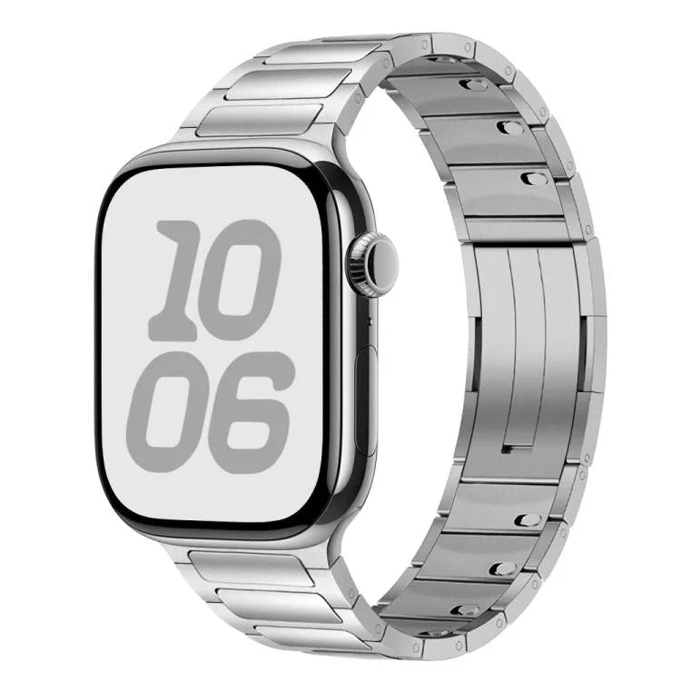 Correia de Relógio em Aço Inoxidável com Fivela Destacável Lateral de Três Contas, Para Apple Watch 46mm / 49mm / 45mm / 44mm, Para Apple Watch 42mm / 41mm / 40mm / 38mm