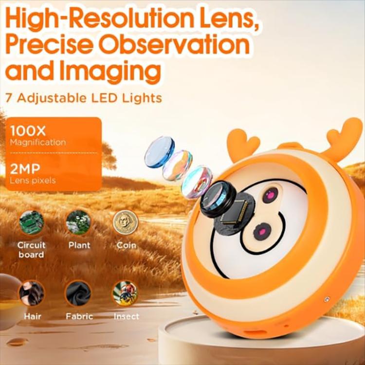 Microscópio Eletrónico Digital Infantil HM020F Ecrã IPS 2,0 polegadas, HM020F