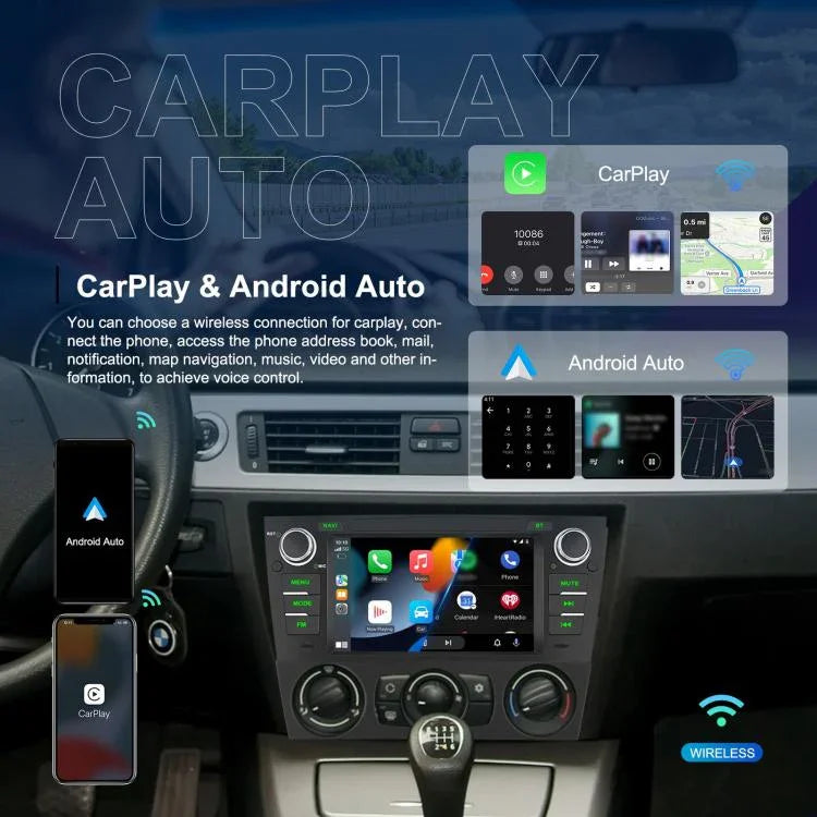 Para BMW Série 3 E90 Android 15 7 polegadas CarPlay Navegador para Carro Máquina Integrada de Imagem de Reversão, Standard, Standard+AHD+Microfone
