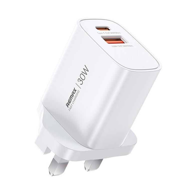Carregador Rápido GaN 30W USB e Type-C REMAX U187, Ficha UE, Ficha UK