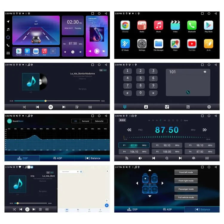 Ecrã de 10,36 polegadas Android 15 CarPlay Navegador Máquina Integrada com Duplo Botão, Standard, Standard+AHD+Microfone