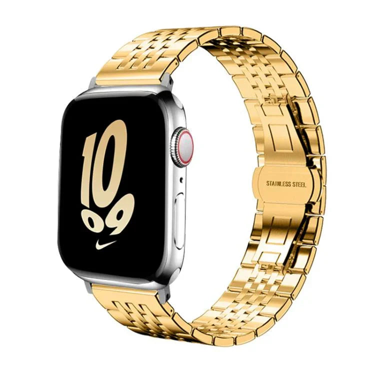 Correia de Relógio em Aço Inoxidável Maciço com Sete Contas xDfind, Para Apple Watch 42 / 44 / 45 / 46 / 49mm 22mm, Para Apple Watch 38 / 40 / 41 / S10 42mm 20mm