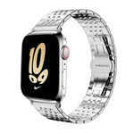 Correia de Relógio em Aço Inoxidável Maciço com Sete Contas xDfind, Para Apple Watch 42 / 44 / 45 / 46 / 49mm 22mm, Para Apple Watch 38 / 40 / 41 / S10 42mm 20mm