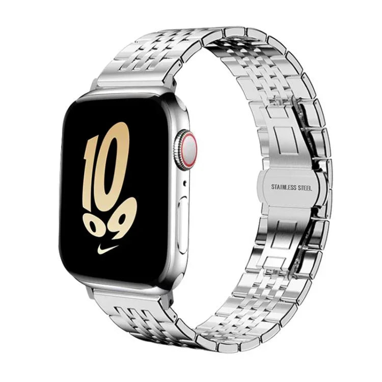 Correia de Relógio em Aço Inoxidável Maciço com Sete Contas xDfind, Para Apple Watch 42 / 44 / 45 / 46 / 49mm 22mm, Para Apple Watch 38 / 40 / 41 / S10 42mm 20mm
