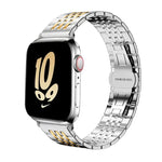 Correia de Relógio em Aço Inoxidável Maciço com Sete Contas xDfind, Para Apple Watch 42 / 44 / 45 / 46 / 49mm 22mm, Para Apple Watch 38 / 40 / 41 / S10 42mm 20mm