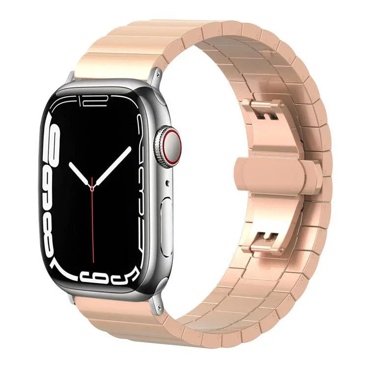 Correia de Relógio em Aço Inoxidável Maciço com Uma Conta de Bambu xDfind, Para Apple Watch 42 / 44 / 45 / 46 / 49mm 22mm, Para Apple Watch 38 / 40 / 41 / S10 42mm 20mm