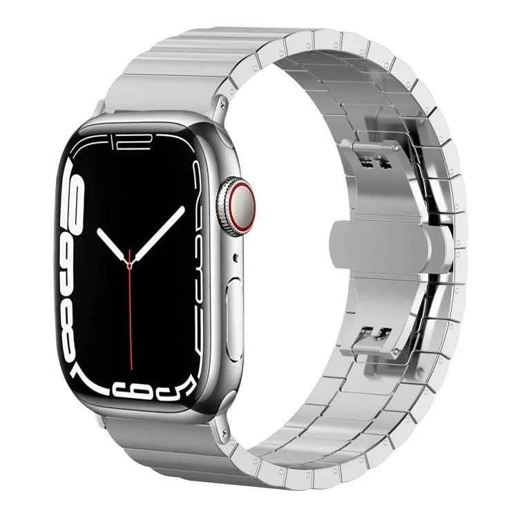 Correia de Relógio em Aço Inoxidável Maciço com Uma Conta de Bambu xDfind, Para Apple Watch 42 / 44 / 45 / 46 / 49mm 22mm, Para Apple Watch 38 / 40 / 41 / S10 42mm 20mm