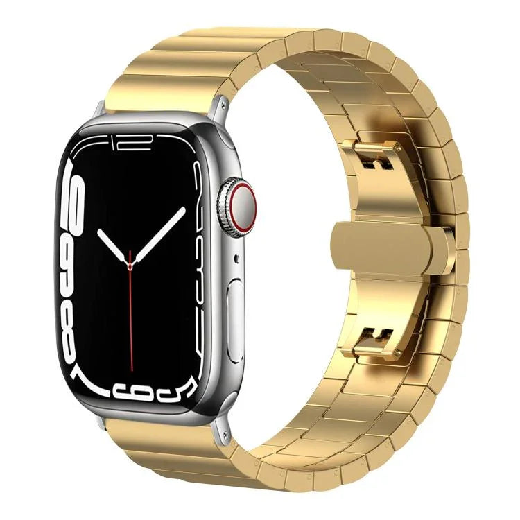 Correia de Relógio em Aço Inoxidável Maciço com Uma Conta de Bambu xDfind, Para Apple Watch 42 / 44 / 45 / 46 / 49mm 22mm, Para Apple Watch 38 / 40 / 41 / S10 42mm 20mm