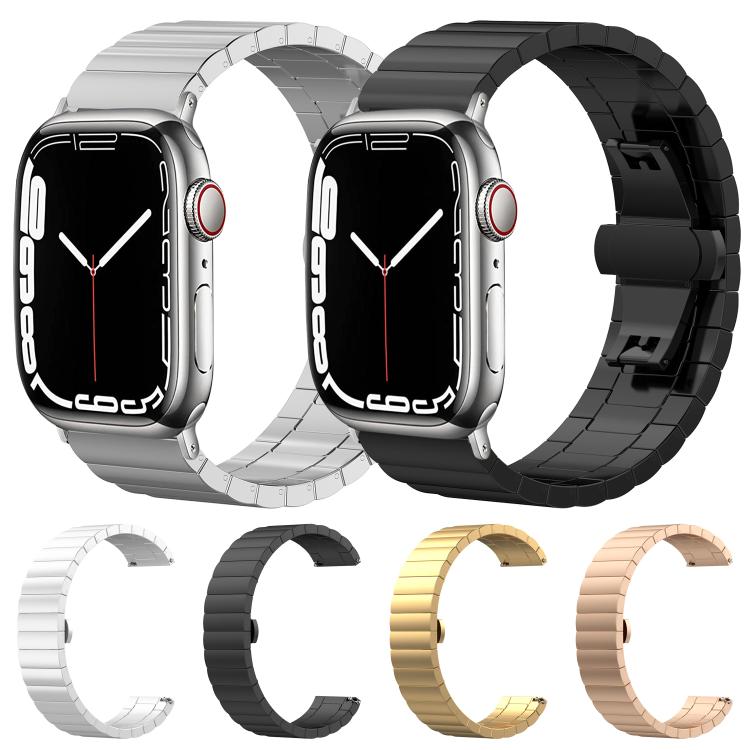 Correia de Relógio em Aço Inoxidável Maciço com Uma Conta de Bambu xDfind, Para Apple Watch 42 / 44 / 45 / 46 / 49mm 22mm, Para Apple Watch 38 / 40 / 41 / S10 42mm 20mm