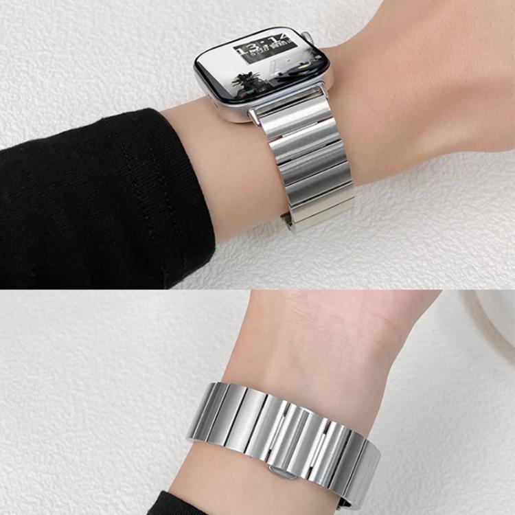 Correia de Relógio em Aço Inoxidável Maciço com Uma Conta de Bambu xDfind, Para Apple Watch 42 / 44 / 45 / 46 / 49mm 22mm, Para Apple Watch 38 / 40 / 41 / S10 42mm 20mm