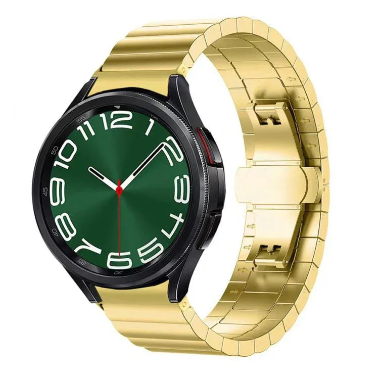 Pulseira de Relógio em Aço Inoxidável Maciço com Conta Única de Bambu xDfind, Para Samsung Galaxy Watch8 / Watch8 Classic 22mm, Para Samsung Galaxy Watch 7 / 6 / 5 / FE 20mm, Para Samsung Galaxy Fit3 SM-R390 18mm