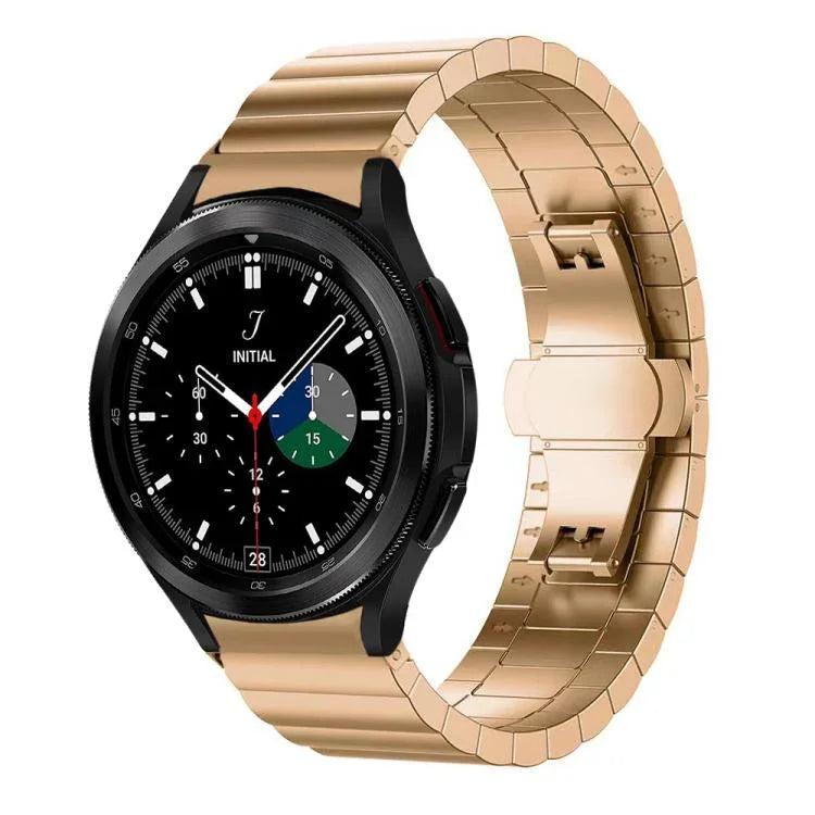 Pulseira de Relógio em Aço Inoxidável Maciço com Conta Única de Bambu xDfind, Para Samsung Galaxy Watch8 / Watch8 Classic 22mm, Para Samsung Galaxy Watch 7 / 6 / 5 / FE 20mm, Para Samsung Galaxy Fit3 SM-R390 18mm