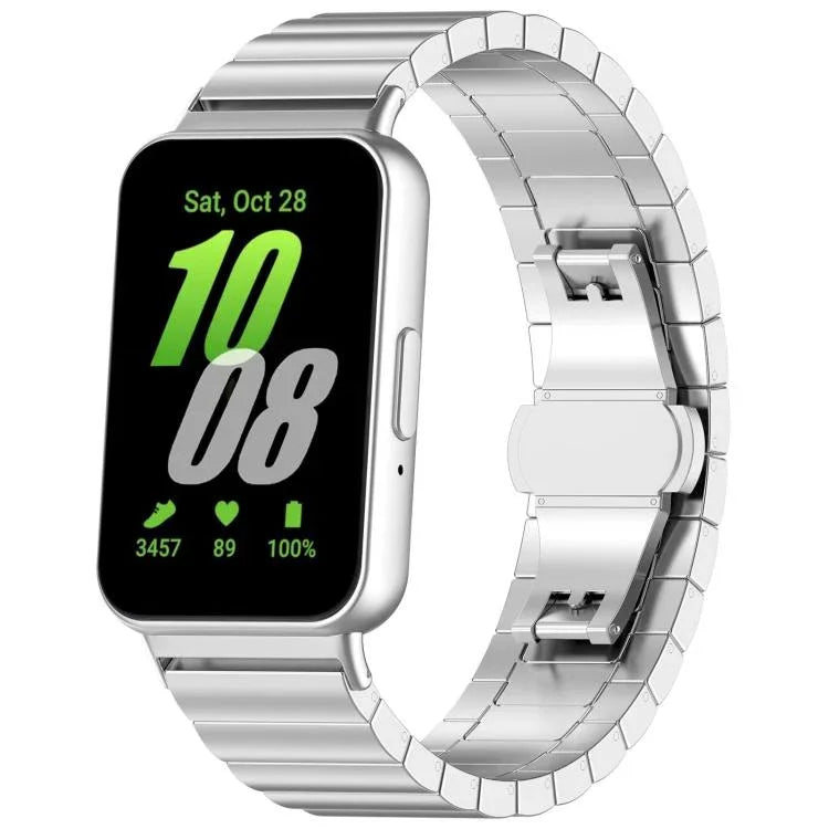 Pulseira de Relógio em Aço Inoxidável Maciço com Conta Única de Bambu xDfind, Para Samsung Galaxy Watch8 / Watch8 Classic 22mm, Para Samsung Galaxy Watch 7 / 6 / 5 / FE 20mm, Para Samsung Galaxy Fit3 SM-R390 18mm
