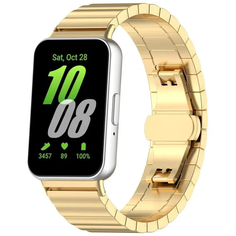 Pulseira de Relógio em Aço Inoxidável Maciço com Conta Única de Bambu xDfind, Para Samsung Galaxy Watch8 / Watch8 Classic 22mm, Para Samsung Galaxy Watch 7 / 6 / 5 / FE 20mm, Para Samsung Galaxy Fit3 SM-R390 18mm
