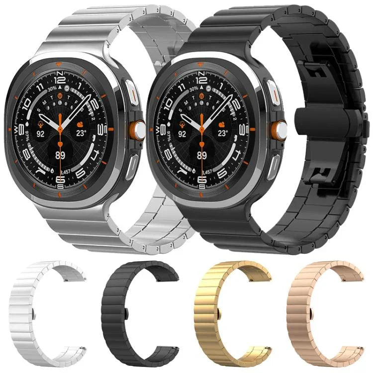 Pulseira de Relógio em Aço Inoxidável Maciço com Conta Única de Bambu xDfind, Para Samsung Galaxy Watch8 / Watch8 Classic 22mm, Para Samsung Galaxy Watch 7 / 6 / 5 / FE 20mm, Para Samsung Galaxy Fit3 SM-R390 18mm