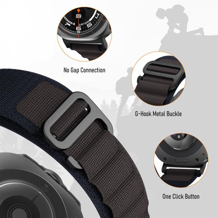 Pulseira de Relógio em Nylon com Laço e Fivela Preta xDfind, Para Samsung Galaxy Watch Ultra 47mm / Ultra 2025, Para Samsung Galaxy Watch8 / 8 Classic