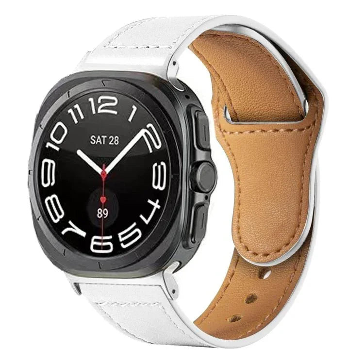 Pulseira de Relógio em Couro com Fivela Invertida e Rebites, Para Samsung Galaxy Watch Ultra 47mm / Ultra 2025