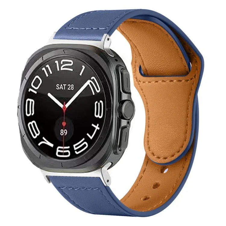 Pulseira de Relógio em Couro com Fivela Invertida e Rebites, Para Samsung Galaxy Watch Ultra 47mm / Ultra 2025