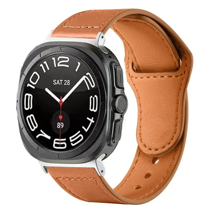 Pulseira de Relógio em Couro com Fivela Invertida e Rebites, Para Samsung Galaxy Watch Ultra 47mm / Ultra 2025