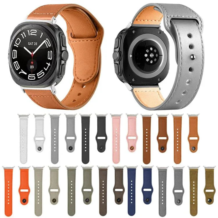 Pulseira de Relógio em Couro com Fivela Invertida e Rebites, Para Samsung Galaxy Watch Ultra 47mm / Ultra 2025