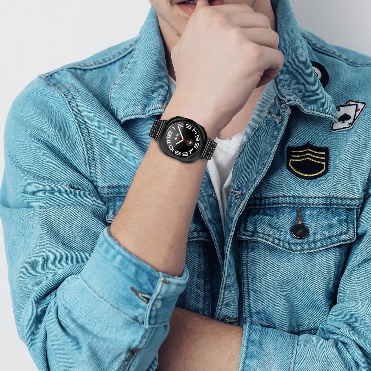 Pulseira de Relógio em Aço Inoxidável com Fivela e Sete Contas, Para Samsung Galaxy Watch Ultra 47mm / Ultra 2025
