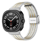 Pulseira de Relógio em Aço Inoxidável com Fivela e Sete Contas, Para Samsung Galaxy Watch Ultra 47mm / Ultra 2025