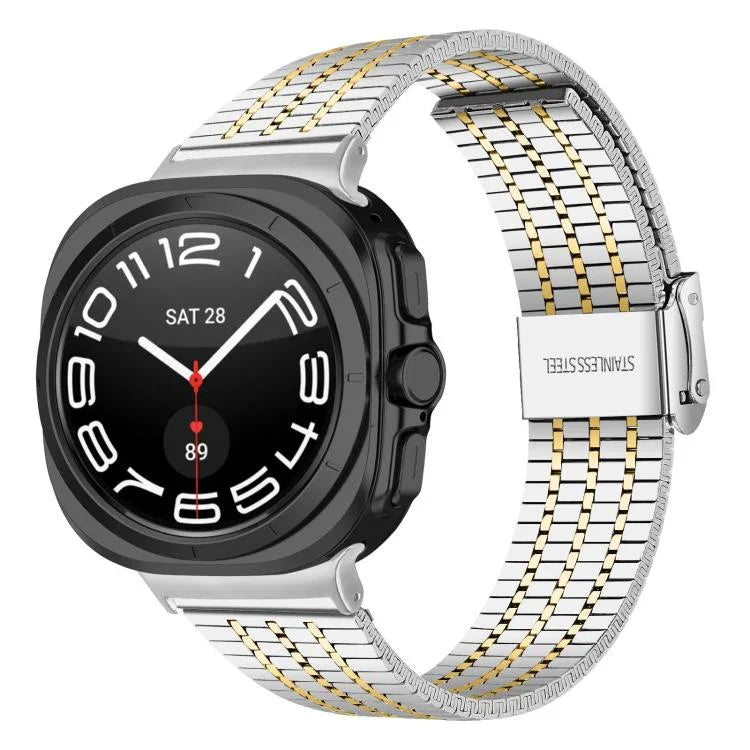 Pulseira de Relógio em Aço Inoxidável com Fivela e Sete Contas, Para Samsung Galaxy Watch Ultra 47mm / Ultra 2025