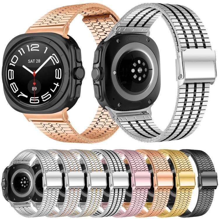 Pulseira de Relógio em Aço Inoxidável com Fivela e Sete Contas, Para Samsung Galaxy Watch Ultra 47mm / Ultra 2025