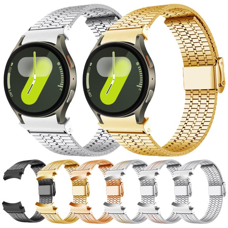 Pulseira de relógio em aço inoxidável com fecho de sete contas, para Samsung Galaxy Watch 7 / 6 / 5 / 4