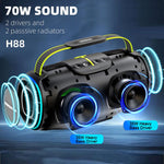 HOPESTAR H88 Coluna Bluetooth Portátil Impermeável 70W para Exterior, Suporta TF / AUX / USB / TWS