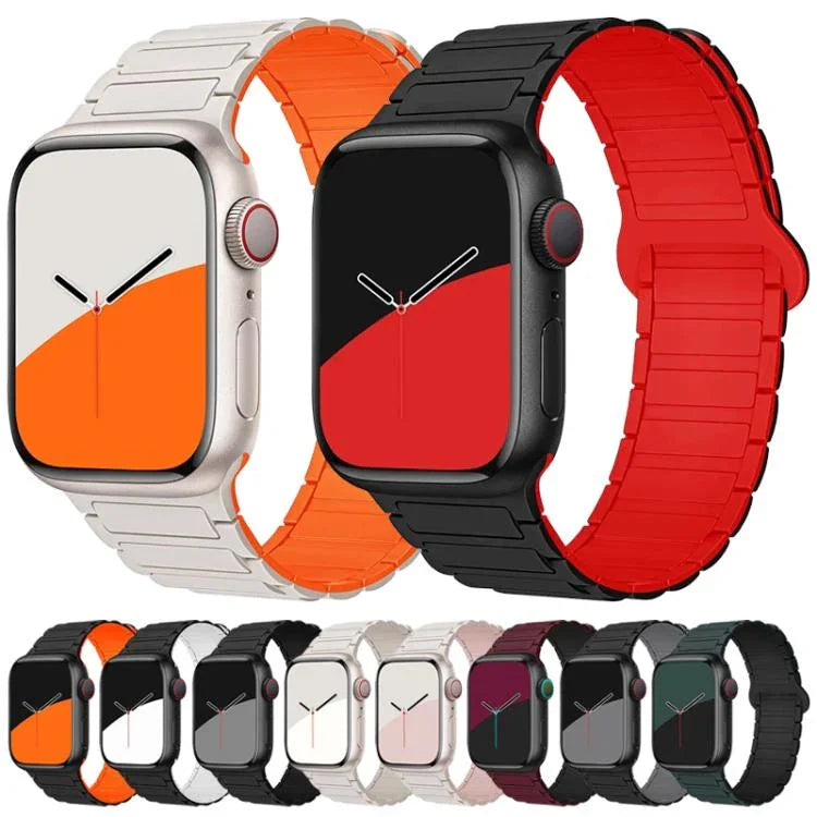 Pulseira de Relógio de Silicone Magnética xDfind com Três Contas, Para Apple Watch 42 / 44 / 45 / 46 / 49mm, Para Apple Watch 38 / 40 / 41 / S10 42mm