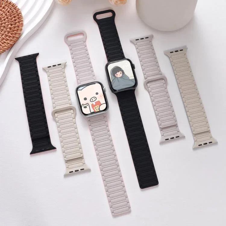 Pulseira de Relógio de Silicone Magnética xDfind com Três Contas, Para Apple Watch 42 / 44 / 45 / 46 / 49mm, Para Apple Watch 38 / 40 / 41 / S10 42mm