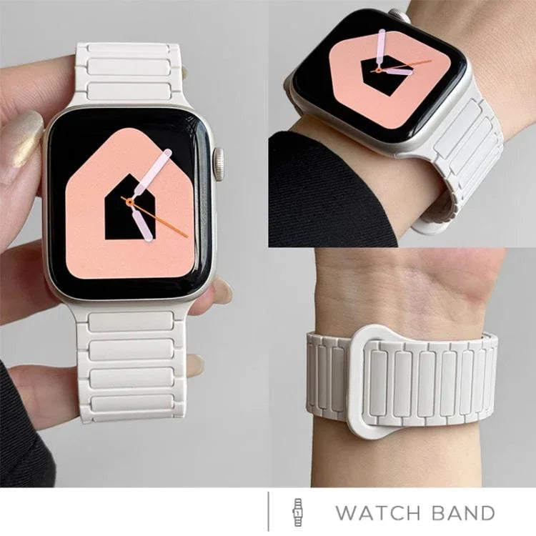 Pulseira de Relógio de Silicone Magnética xDfind com Três Contas, Para Apple Watch 42 / 44 / 45 / 46 / 49mm, Para Apple Watch 38 / 40 / 41 / S10 42mm