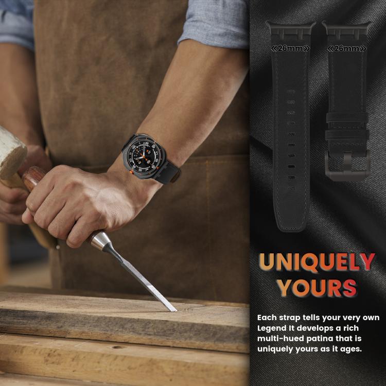 Pulseira de Relógio em Couro Crazy Horse, Para Samsung Galaxy Watch8 / Watch8 Classic